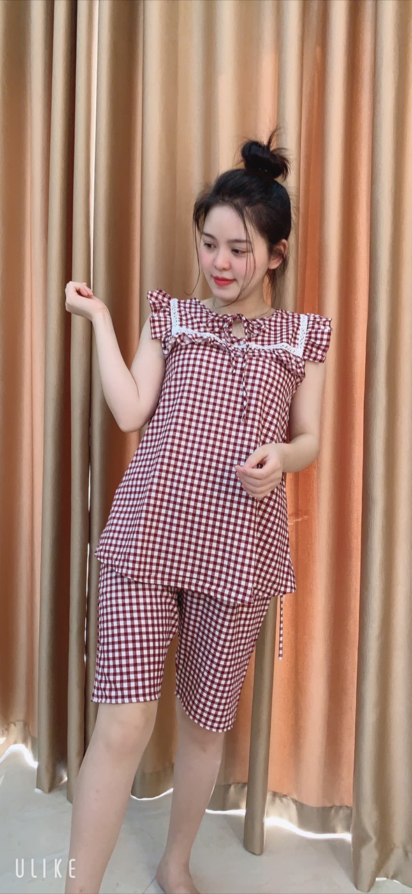 bộ đồ bầu mặc nhà chất mát kẻ sọc trẻ trung