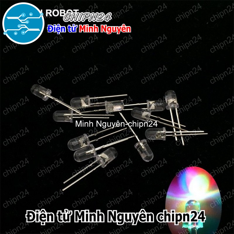[25 con] (TK17, H12) Led 5mm trong 7 Màu RGB 2 chân (Nháy Nhanh) - HH000507