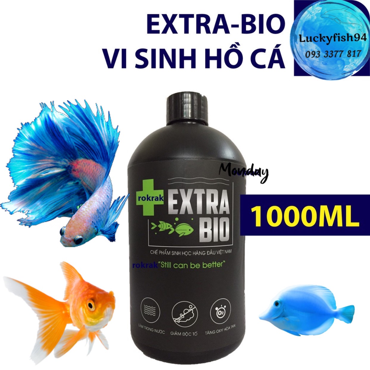 [Freeship+HCM+Luckyfish94] EXTRA BIO 1000ML A112. EXTRABIO MEN VI SINH TƯƠI LỌC HỒ THUY SINH CHO CÁ CẢNH. Tăng cường tối đa lợi khuẩn.Làm trong nước.Giảm mùi tanh hôi, phân hủy chất thải hữu cơ.Hạn chế rêu, không gây hại cá