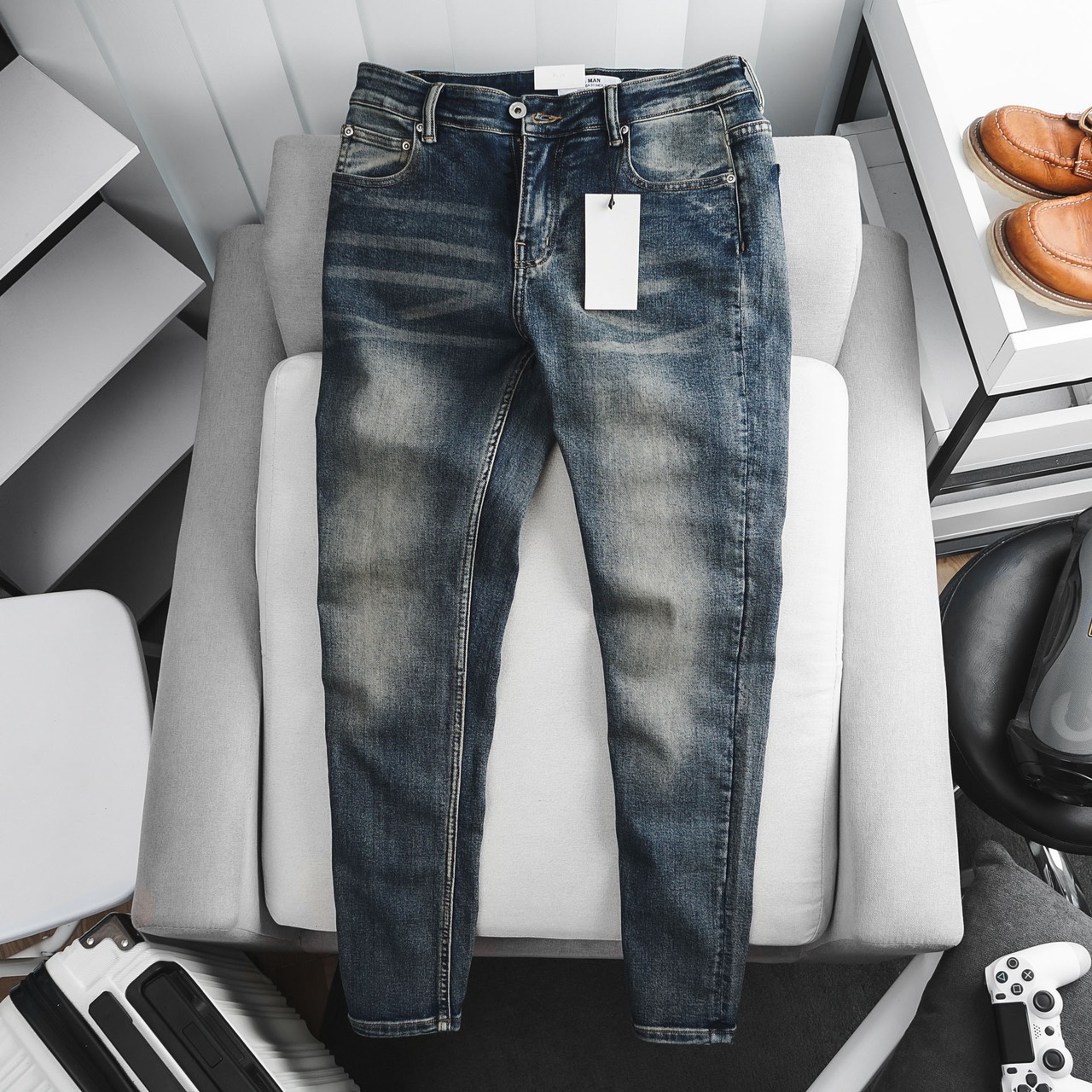 [HCM]Quần jean nam xuất xịn 02 màu thời trang-HAIAN JEAN-jean co giản-ống ôm 16cm