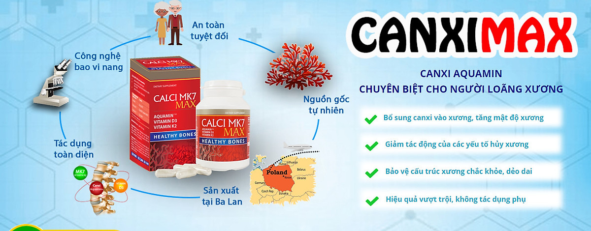 Canxi K2 D3 MK7 Max 60 Viên Bổ Sung Canxi