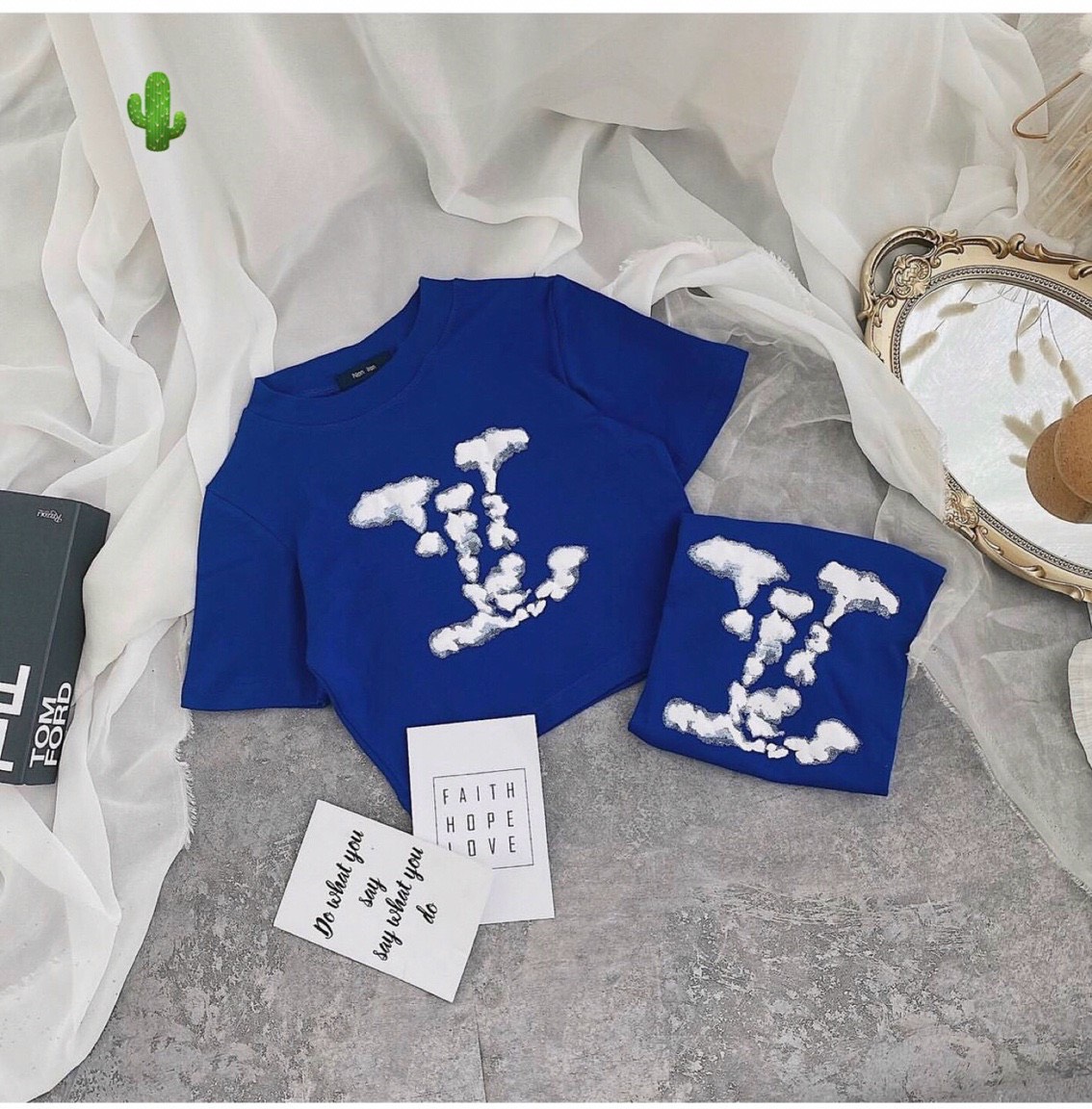 Áo Croptop Xanh Dương In HÌnh Đám Mây Tươi MÁt TTPK0142