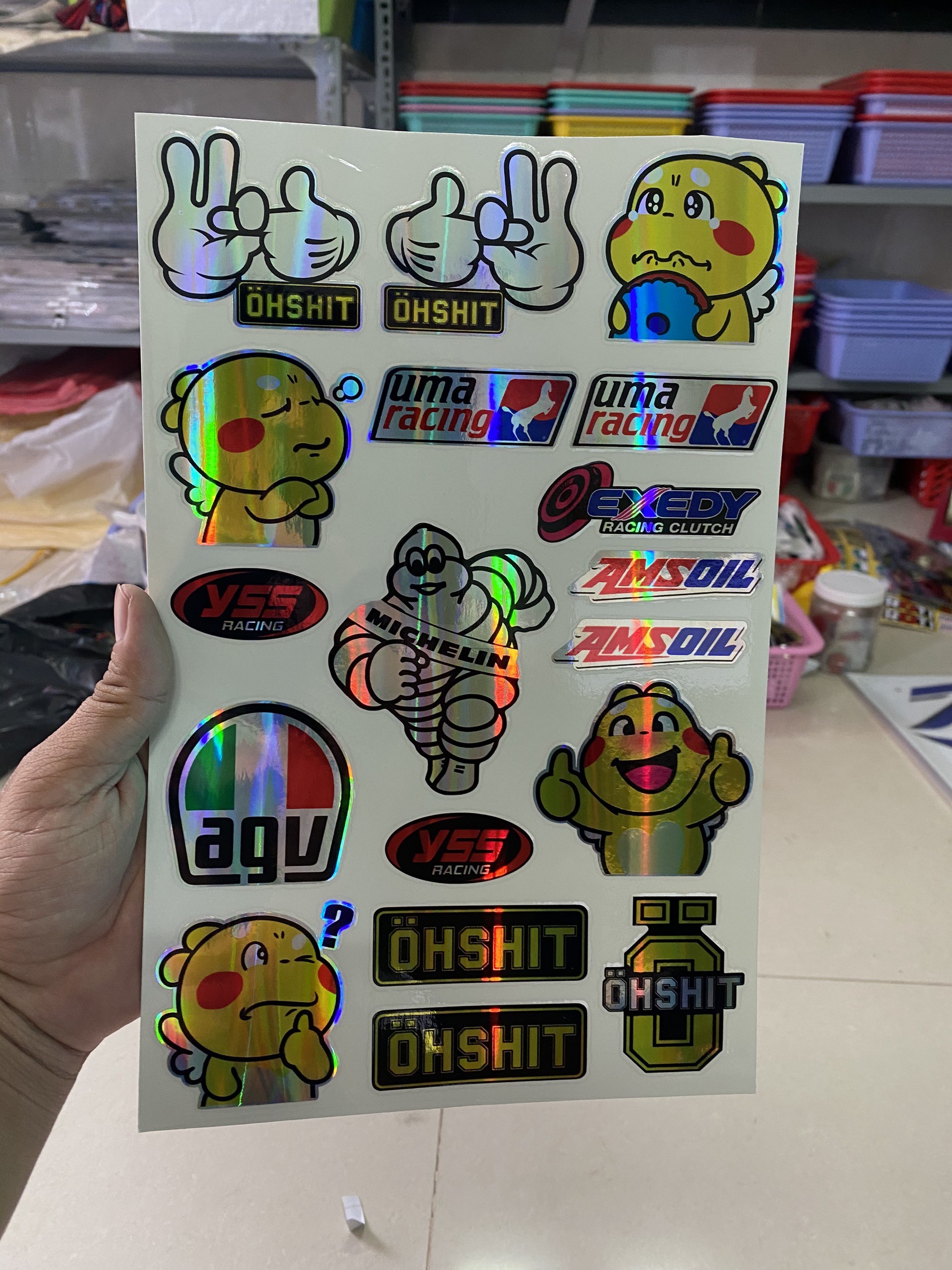 combo logo sticker bảy màu chiếu đẹp