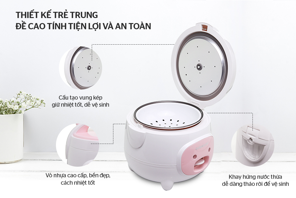 Nồi cơm điện 1.8L SUNHOUSE SHD8607W