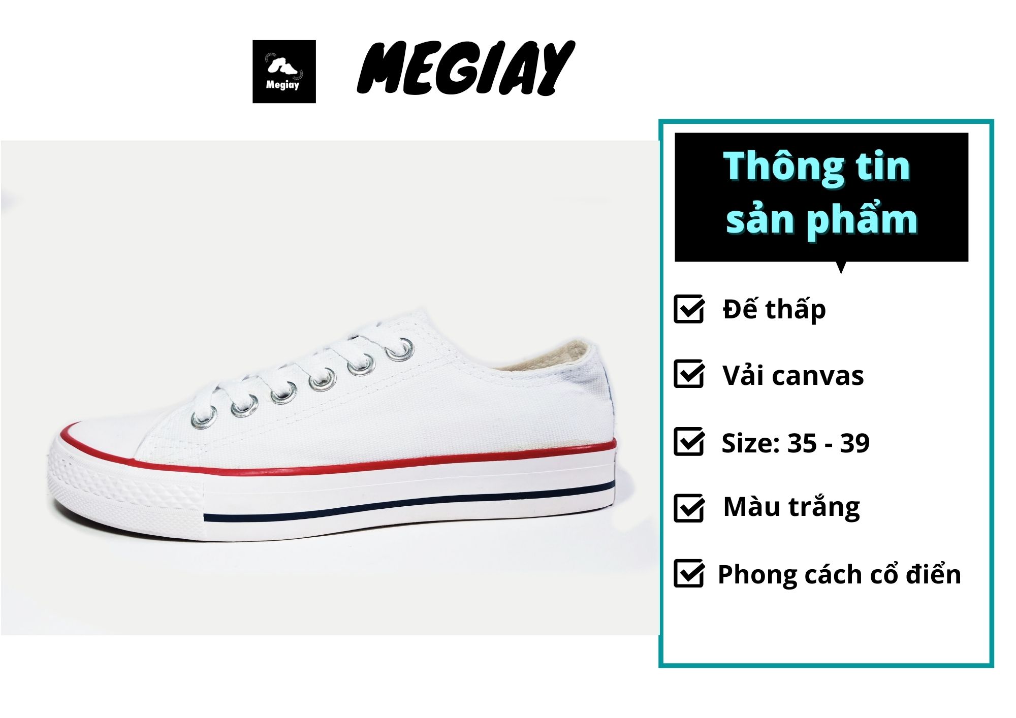 Giày Converse trắng cổ thấp [MS22]