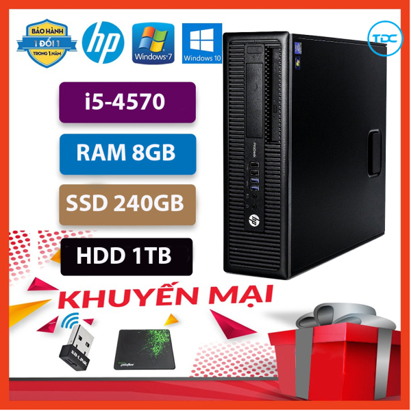 Case máy tính để bàn HP 400G1/600G1 CPU core  i5-4570  Ram 8GB SSD 240GB+ HDD 1TB Tặng USB thu Wifi+Bàn di chuột, Bảo hành 12 tháng