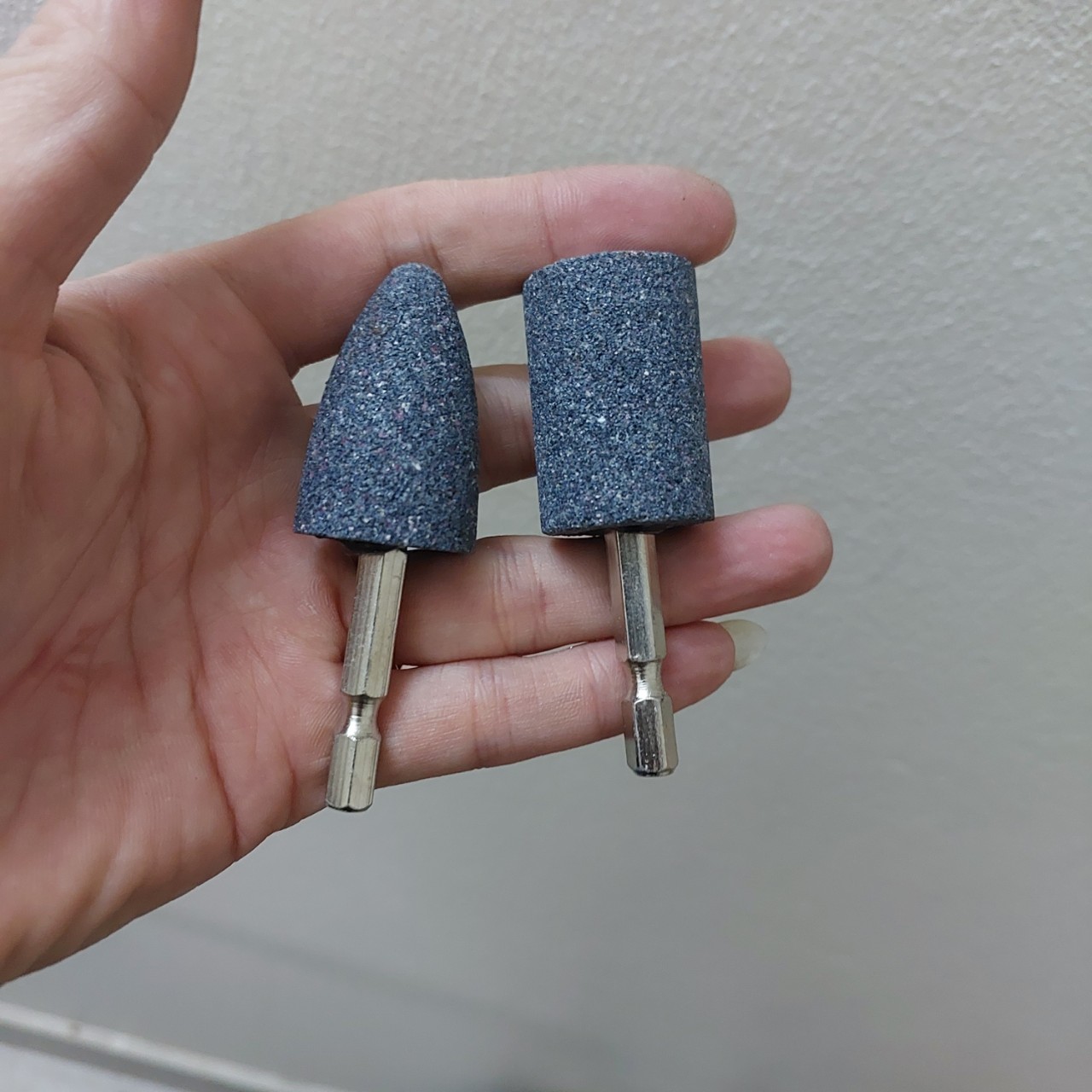2 viên đá mài 1 hình trụ 1 hình nón chân lục giác - đá mài cốt 6mm dùng cho máy khoan pin, máy mài khuôn