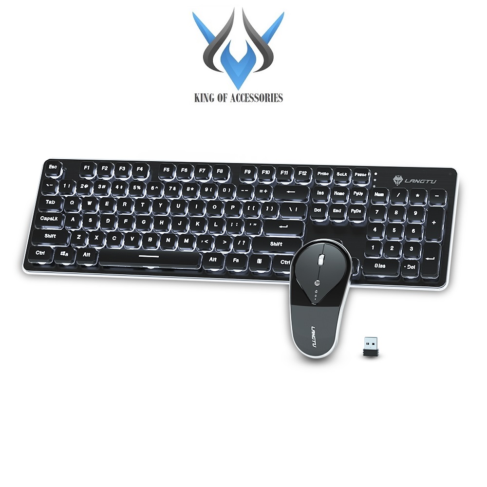 Bộ bàn phím và chuột không dây Wireless LangTu LT600 phím tròn bấm silent có đèn Led (màu ngẫu nhiên) - Nhất Tín Computer