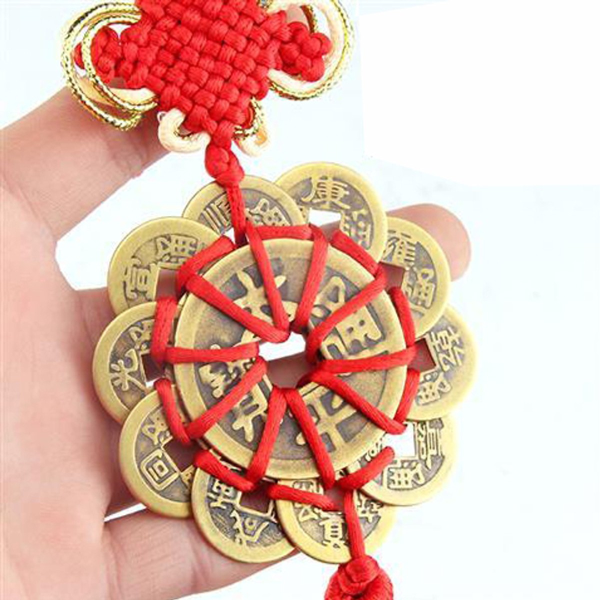 Chuỗi Tiền Xu Hoa Mai 10 Cánh - Vật Phẩm Phong Thuỷ Trang Trí Xe Ô Tô