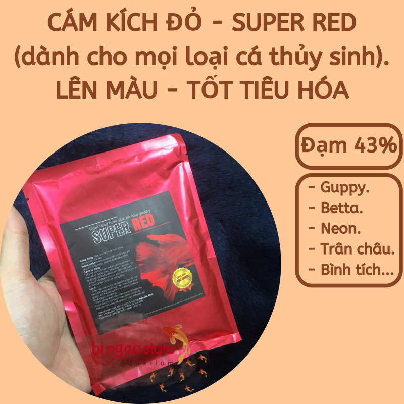 Cám Super Red kích đỏ chuyên dùng cho các dòng cá đỏ - Thức ăn cá cảnh guppy, betta | Hingaostore.