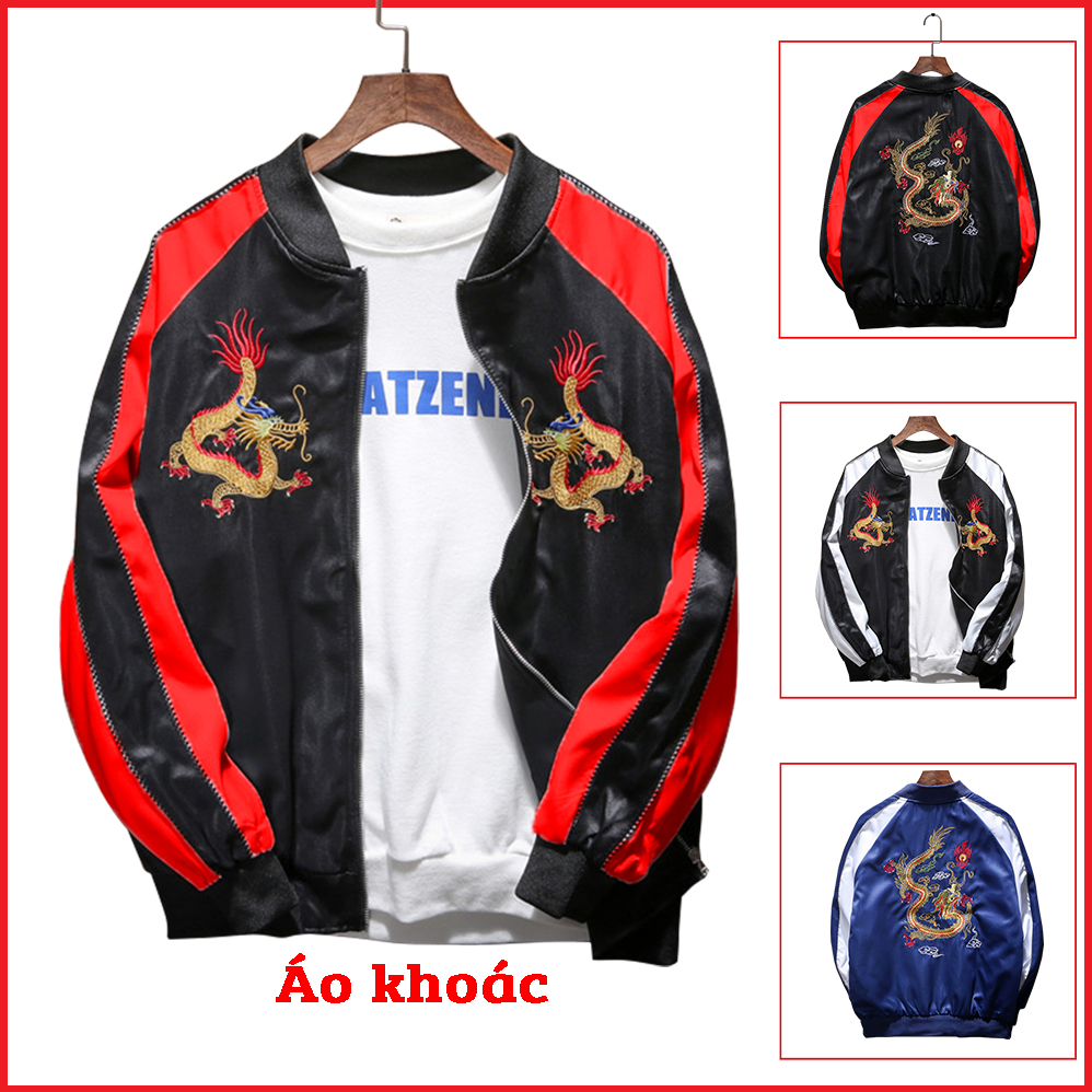 Áo Khoác Nhẹ Nam Nữ Khóa Kéo In Hình Song Long Kiểu Dáng Bomber Hàn Quốc Thanh Lịch Thời Trang FASHION4MENHCM AO KHOAC 9000032