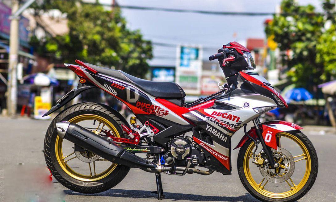 Tem trùm xe exciter 150 đỏ trắng ducati -  làm tem dán xe máy exciter 150 theo yêu cầu - Tem trùm xe exciter 150 rẻ đẹp và chất