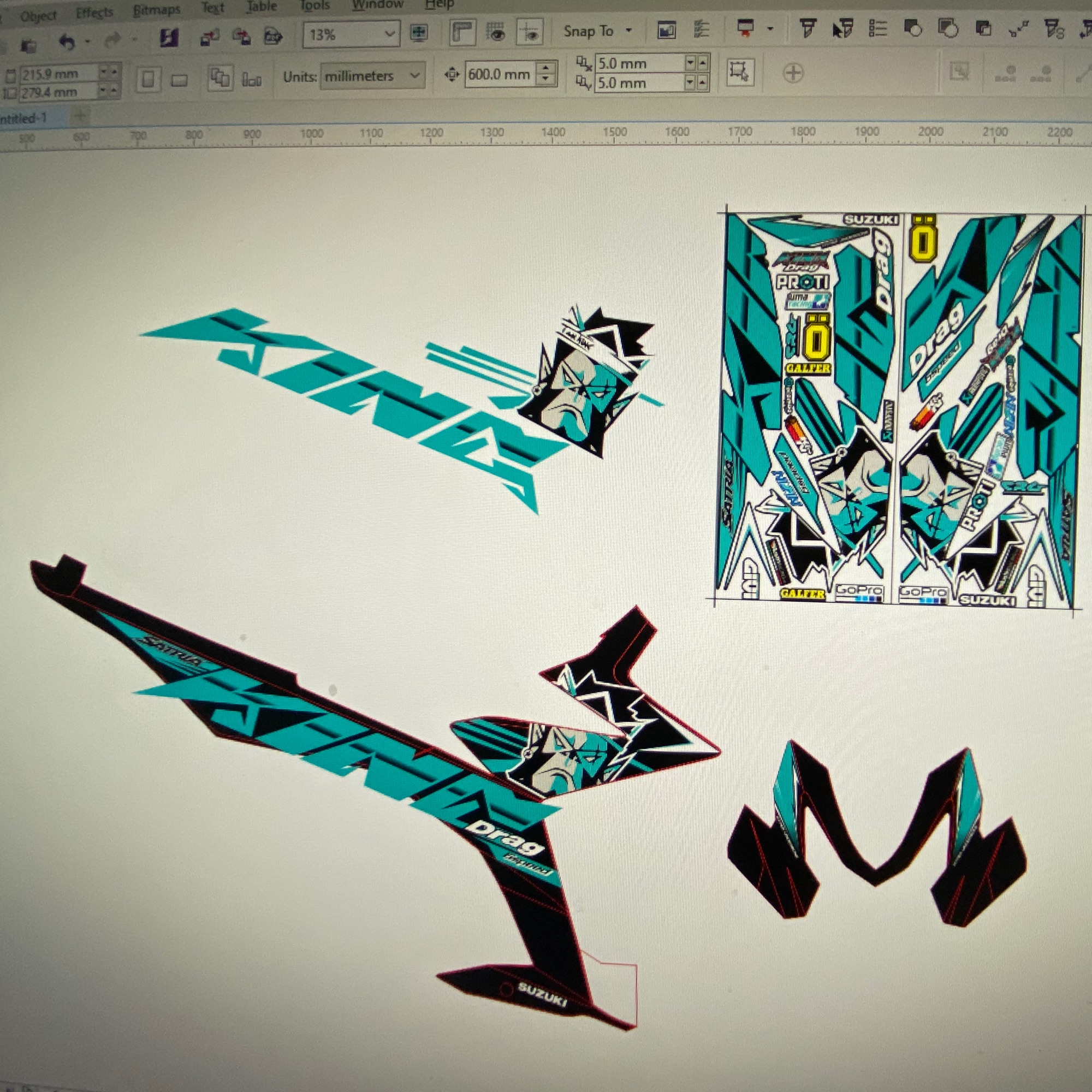 Tem rời Satria Fi King Drag xanh ngọc lục bảo