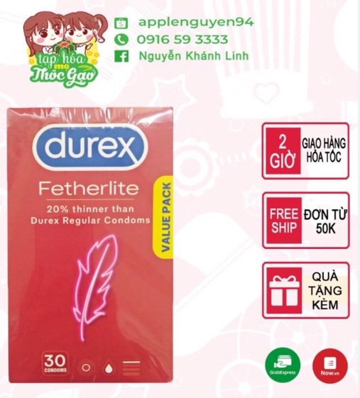 Bao Cao Su siêu mỏng Durex ÚC - 30chiếc