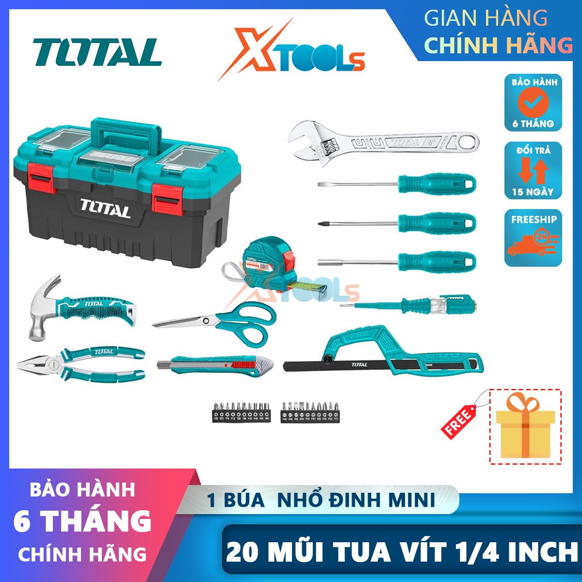 32 handpiece set of total thththp20326, 17-inch holder includes pliers, omelette, screwdriver, hammer, saw frame, ruler scissors, and so on