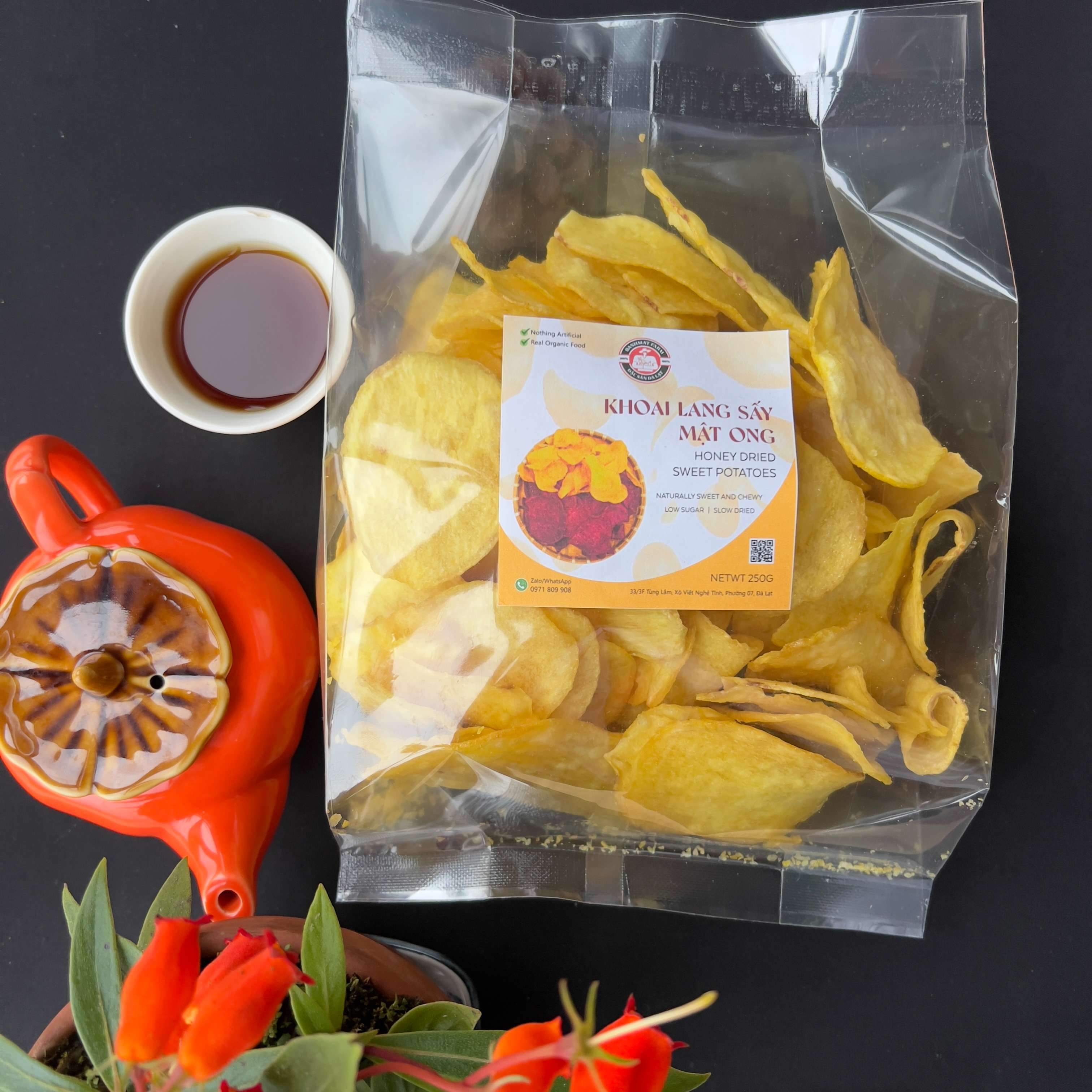 Khoai lang sấy giòn mật ong 500gr thơm ngon BanhMat Farm không đường đặc sản Đà Lạt