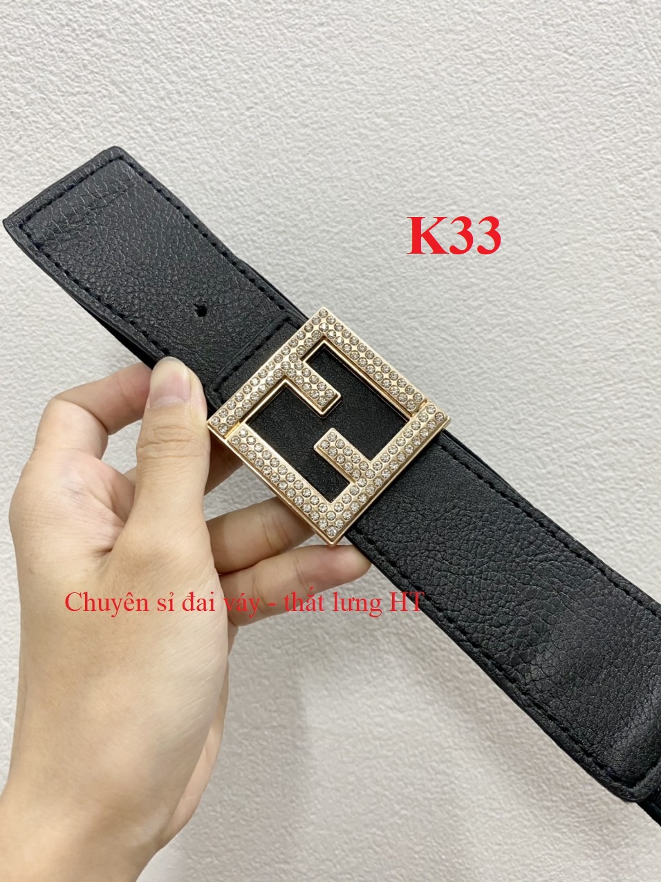 Đai váy F đá vuông bản 4cm K33