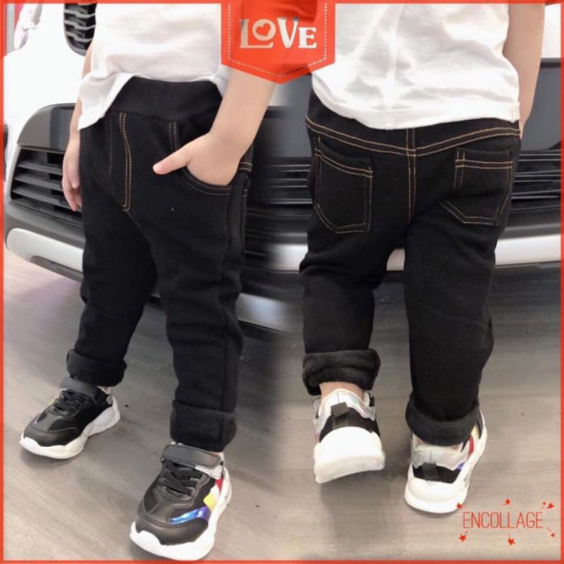 Quần dáng Jeans lót nỉ cho bé 8-16Kg