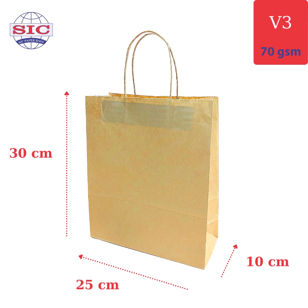 [SET 100 CHIẾC] TÚI GIẤY KRAFT V3- 25x10x30 CÓ QUAI