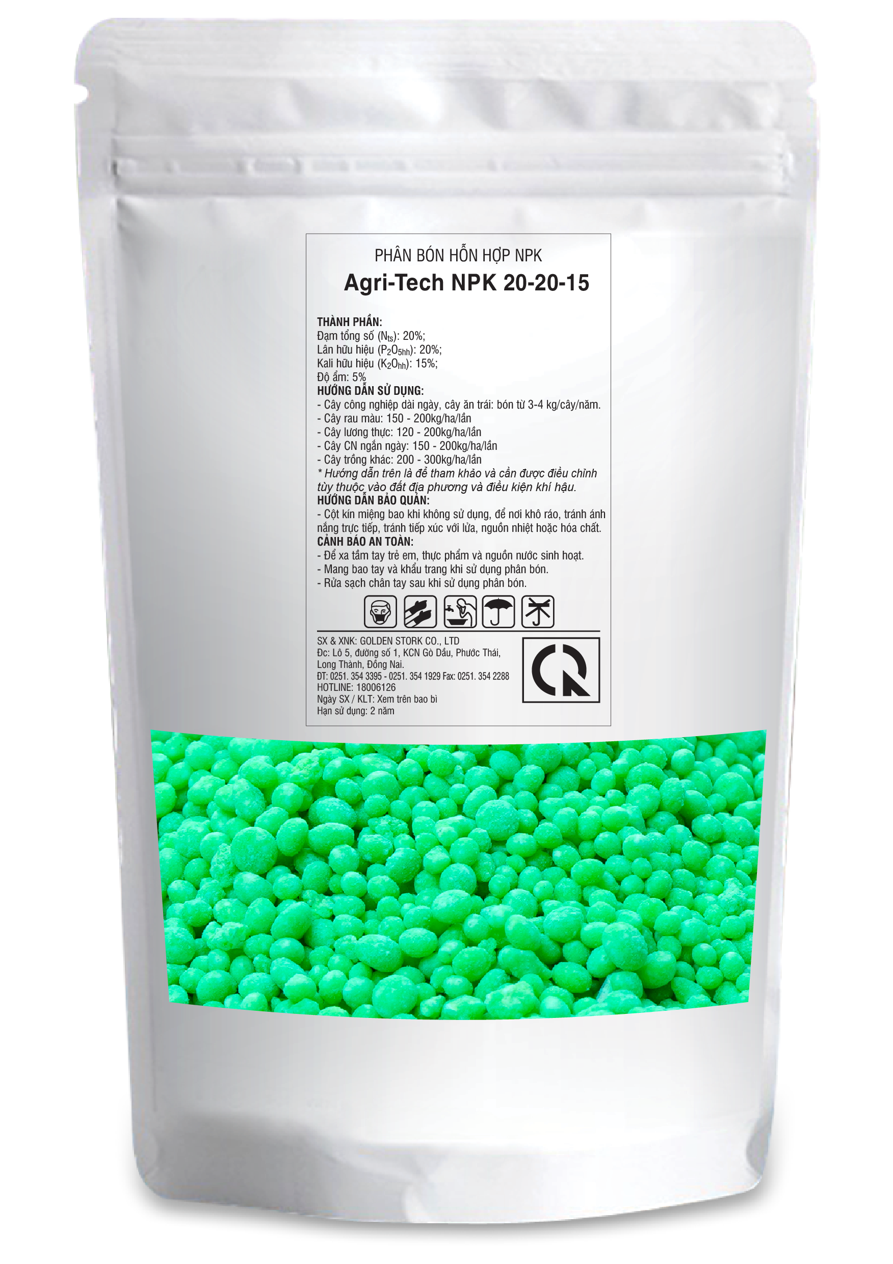 Phân bón NPK 20-20-15 +TE Hi-Tech: RubyFerti (1kg) - Thuộc Tập Đoàn Phân Bón Con Cò Vàng