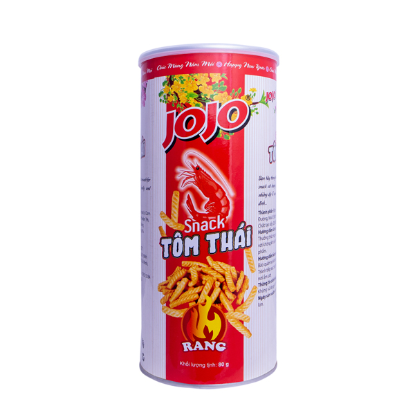 BÁNH SNACK JOJO TÔM THÁI LON 80G 10LON