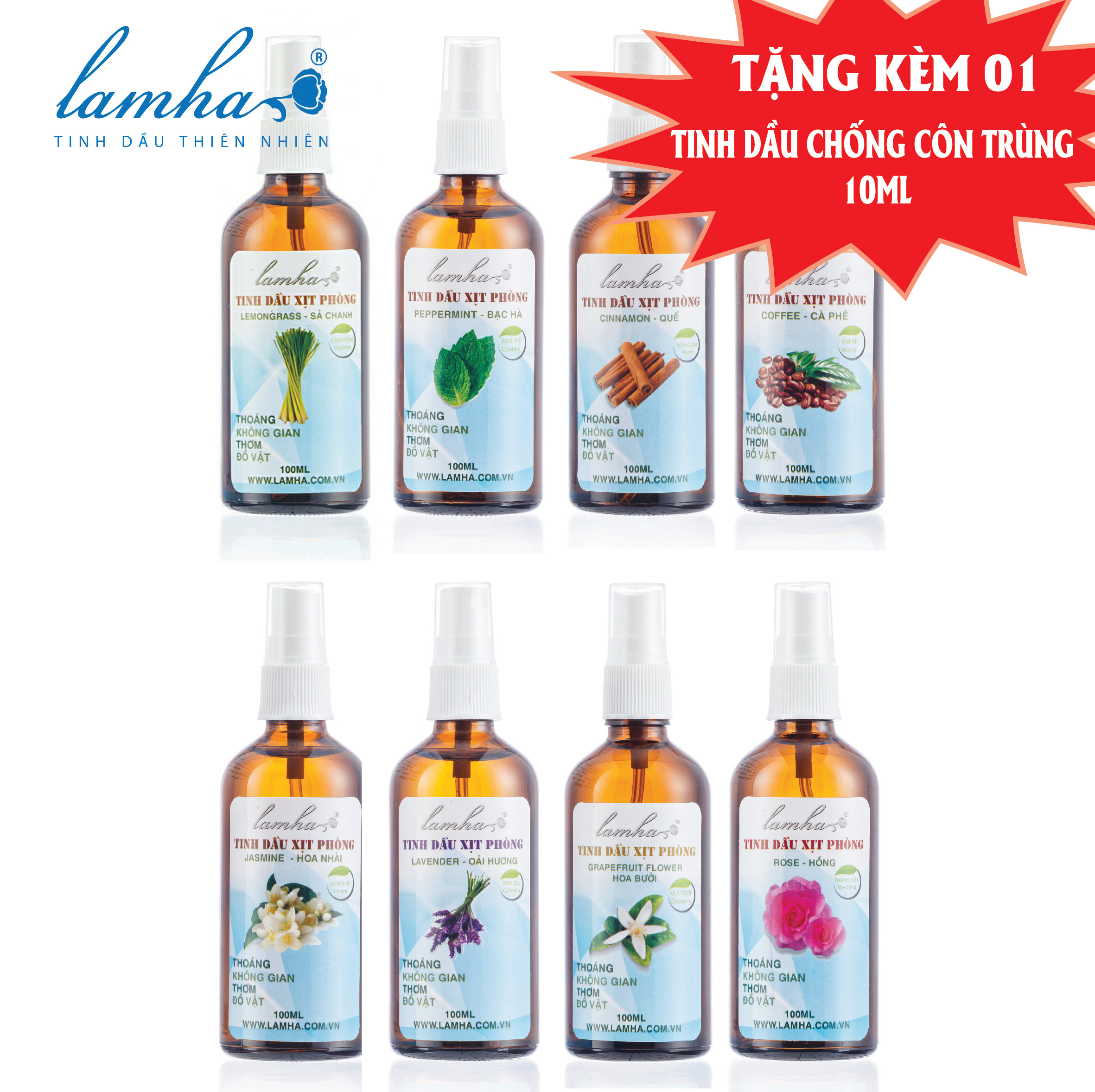 Xịt phòng tinh dầu Sả Chanh Lam Hà 100ml