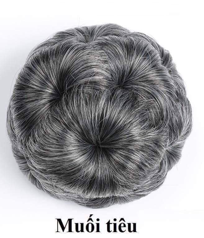Búi Tóc Giả Hoa Trà Cho Bà [ Màu Muối Tiêu ]