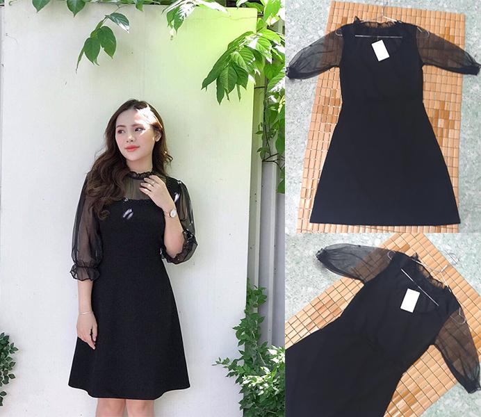 [HCM]Đầm Thun Cát Hàn Phối Lưới ML5281