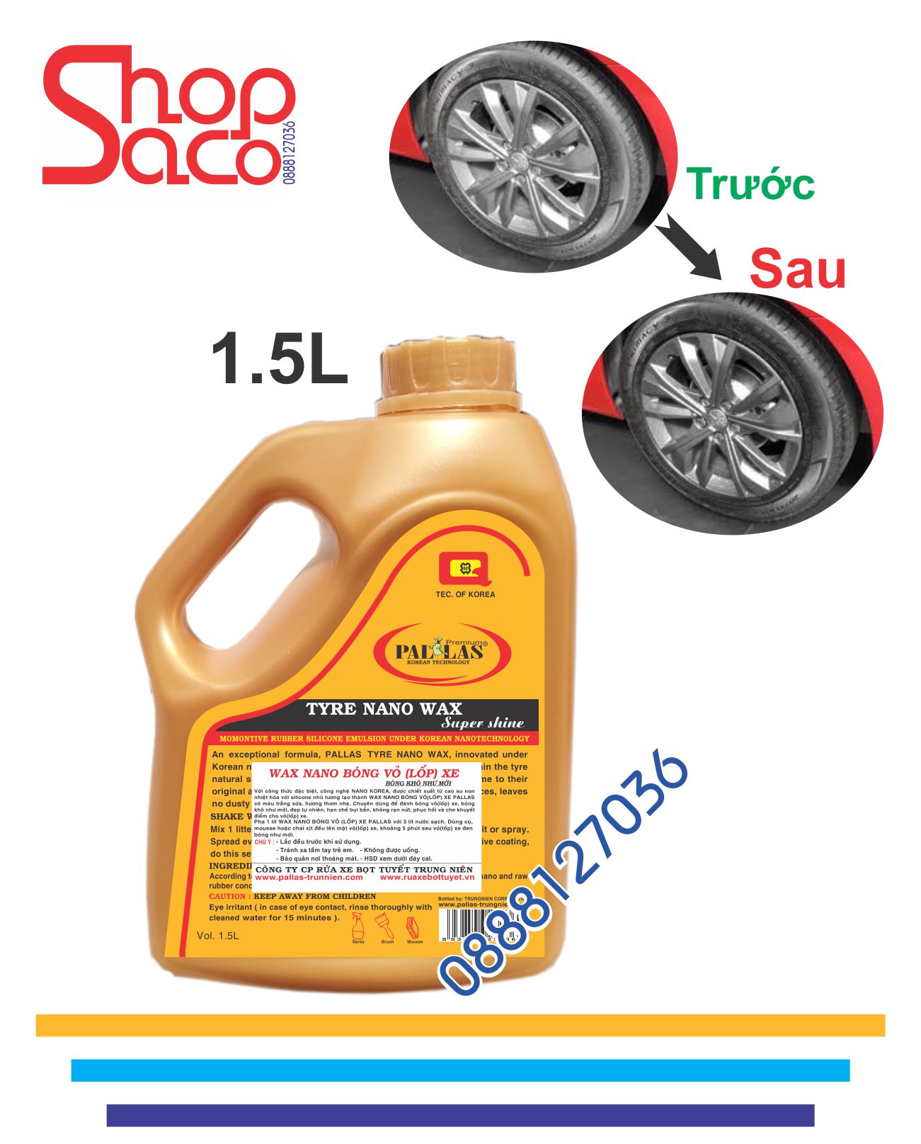 Wax Đánh Bóng Vỏ (Lốp) Xe Pallas - 1.5L