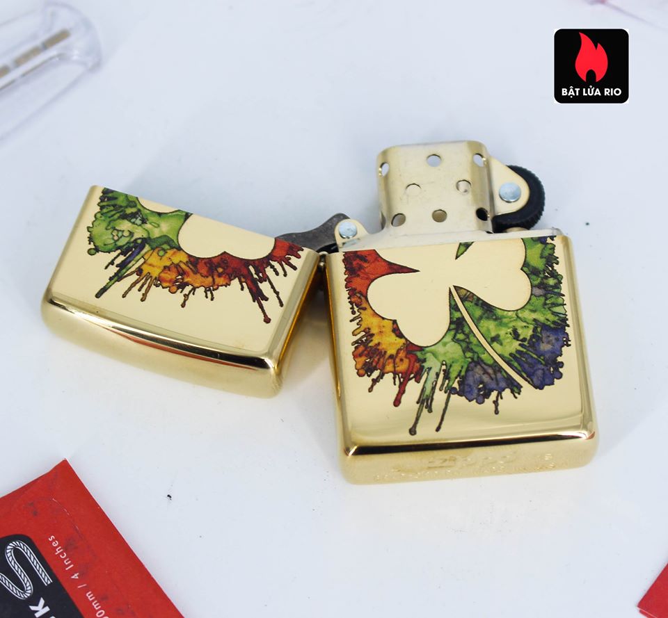 Bật lửa Zippo 49125 – Zippo Graffiti Clover Design High Polish Brass