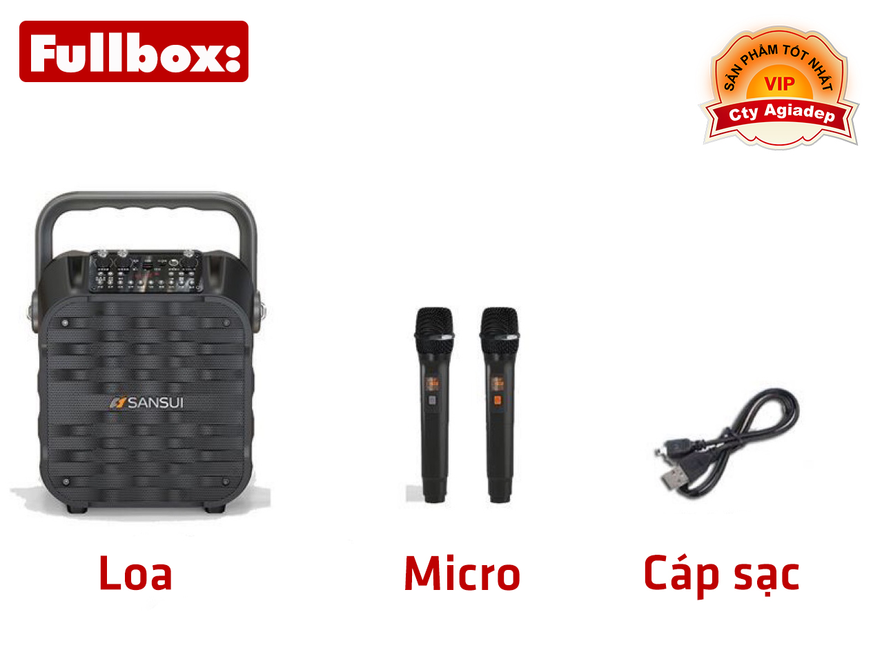 Dàn hát karaoke di động Hàng hiệu SANSUI S16 LOA BLUETOOTH và 2 MICRO