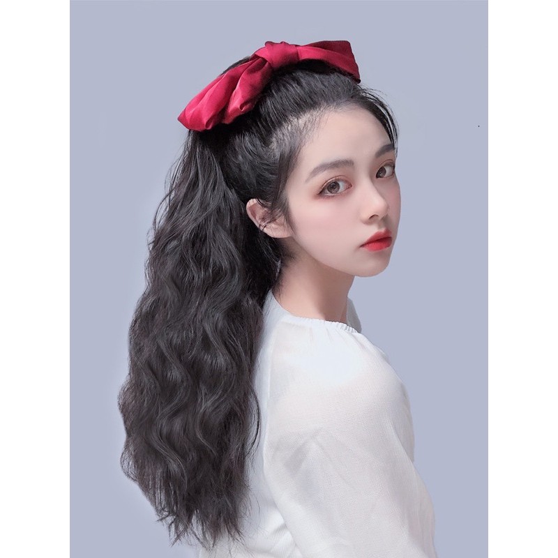 Tóc giả cột❤️FREESHIP❤️Tóc giả buộc xù nơ đỏ