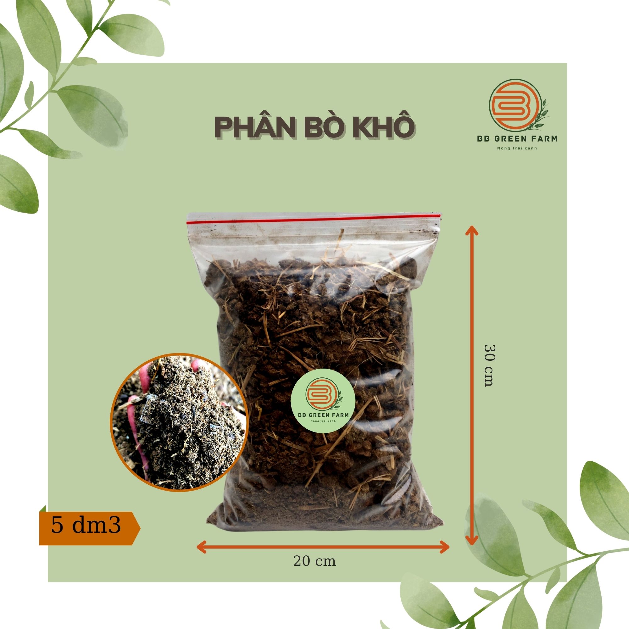 Phân bò khô - BB Green Farm (5dm3)