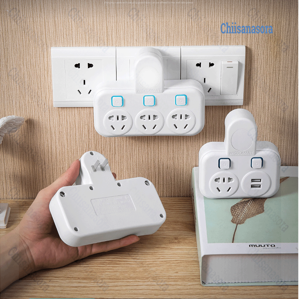 Bộ chuyển đổi ổ cắm 2 chân - Phích cắm 2 chân chia nhiều chỗ cắm usb led, ổ cắm đa năng, phich cắm điện