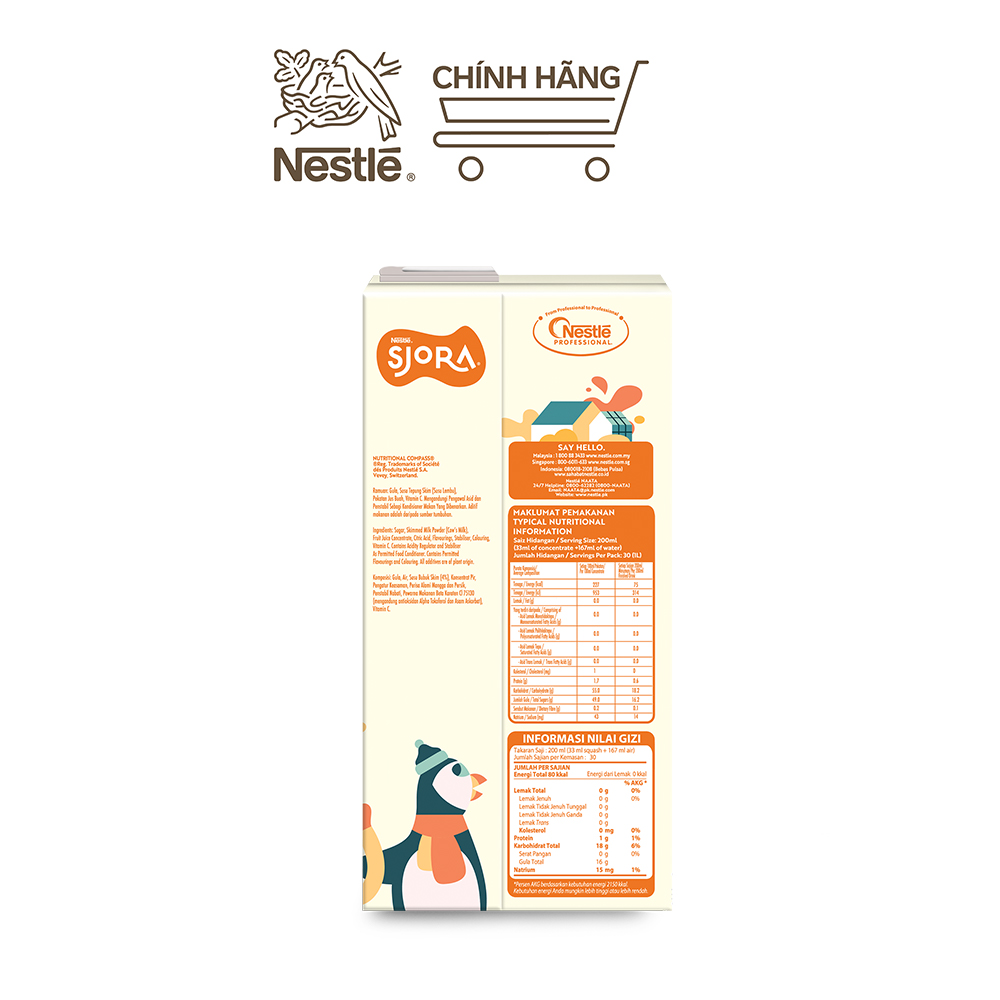 [FREESHIP TOÀN QUỐC] Nước trái cây cô đặc SJORA xoài đào (hộp 1L)