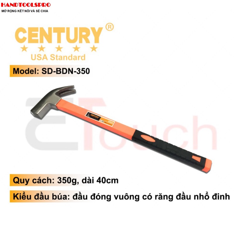 Búa nhổ đinh đa năng đầu vuông 350g century sd-bdn-350