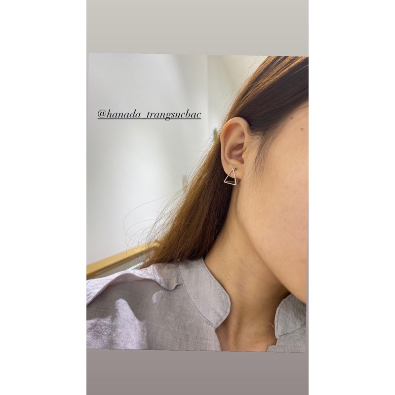 [HCM] Bông Tai Bạc 925 Hanada Tam Giác 3D 0458