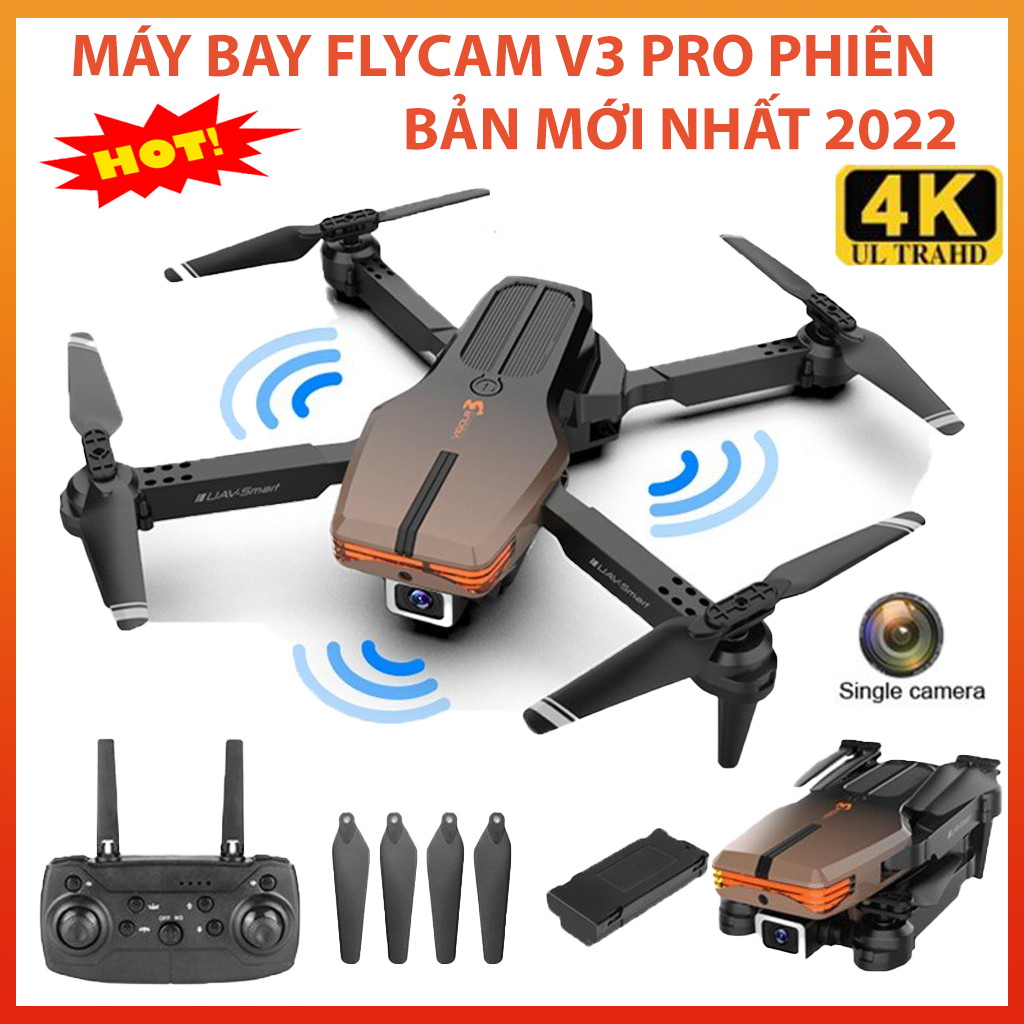 Máy bay không người lái mini Flycam V3 Pro - Drone camera 4k - Phờ Lai Cam