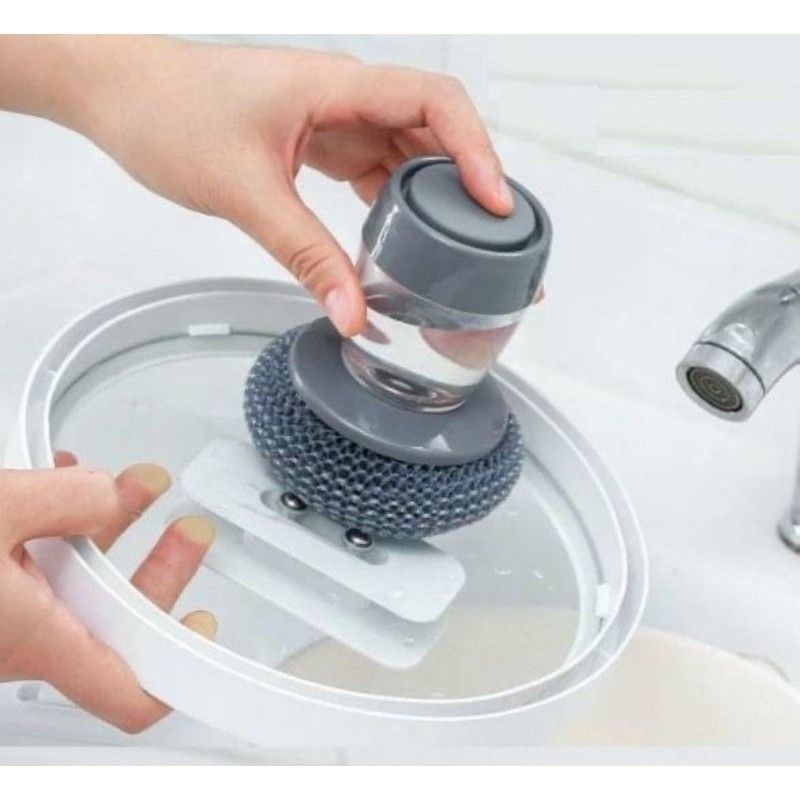 Dụng cụ cọ rửa đa năng, cọ xoong nồi, cọ bếp, cọ rửa bát đĩa có bình chứa tiện lợi