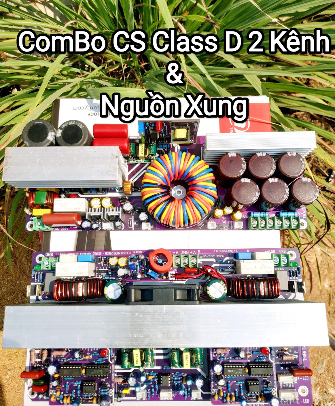 Combo Công Suất Âm thanh class d 2 kênh 2500W X 2 Nguồn  Xung