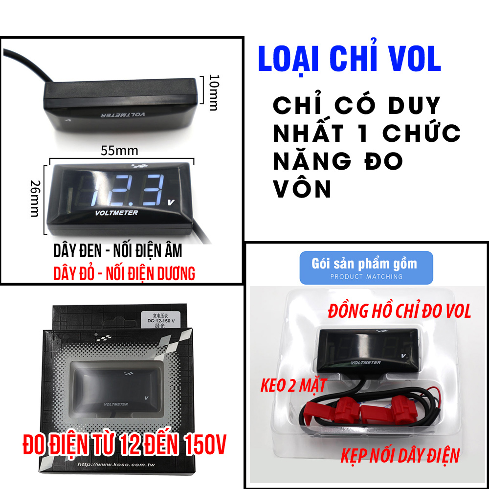 [HCM]Đồng hồ LED đa năng đo vôn thời gian xe máy
