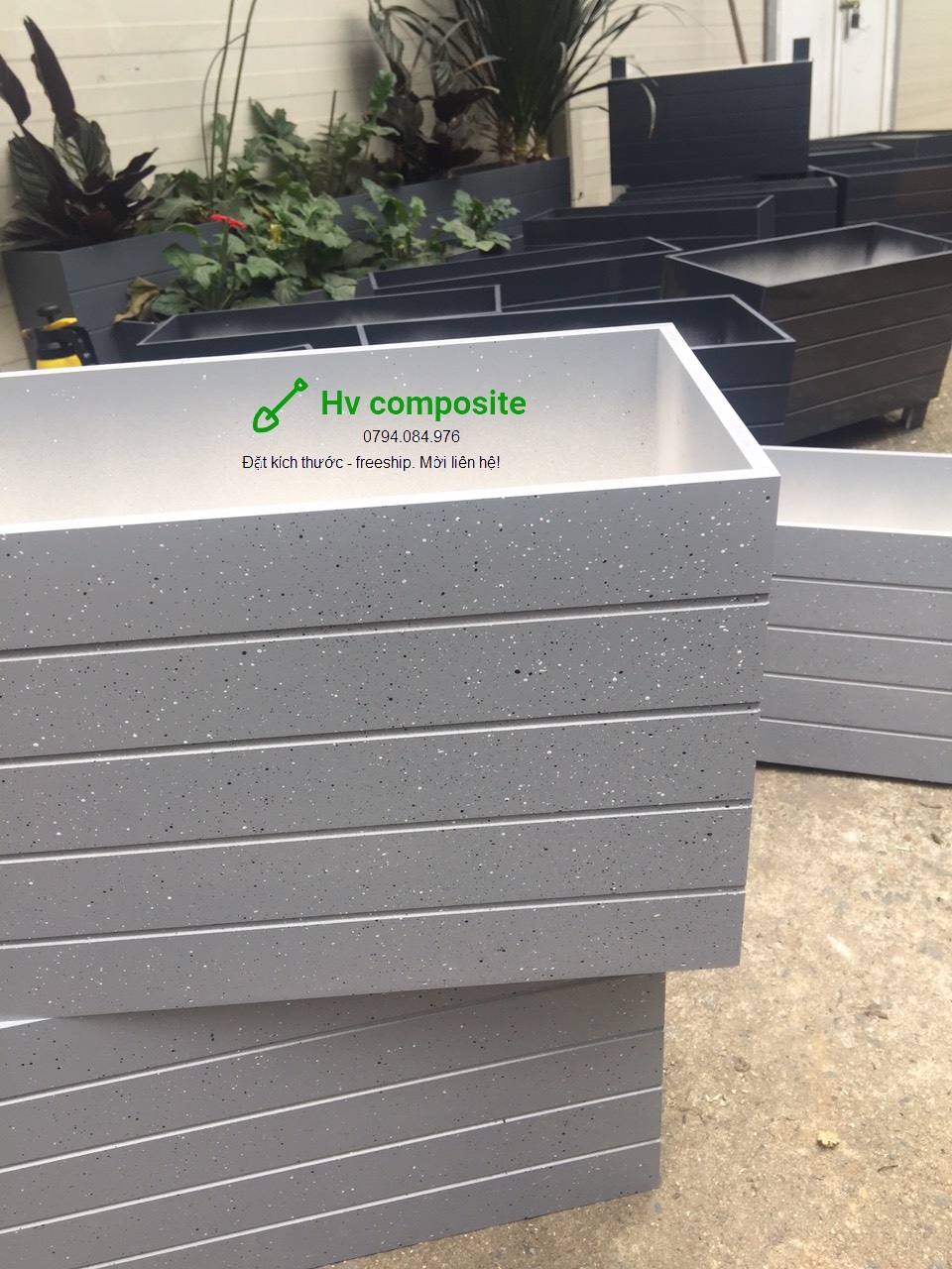 chậu trồng cây composite mầu giả đá (50x20x25)