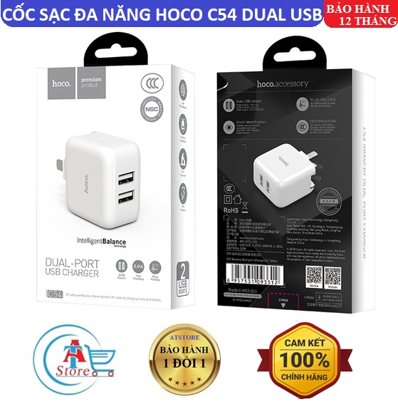 Cốc Sạc Đa Năng Hoco C54 Dual USB - BH 12 Tháng