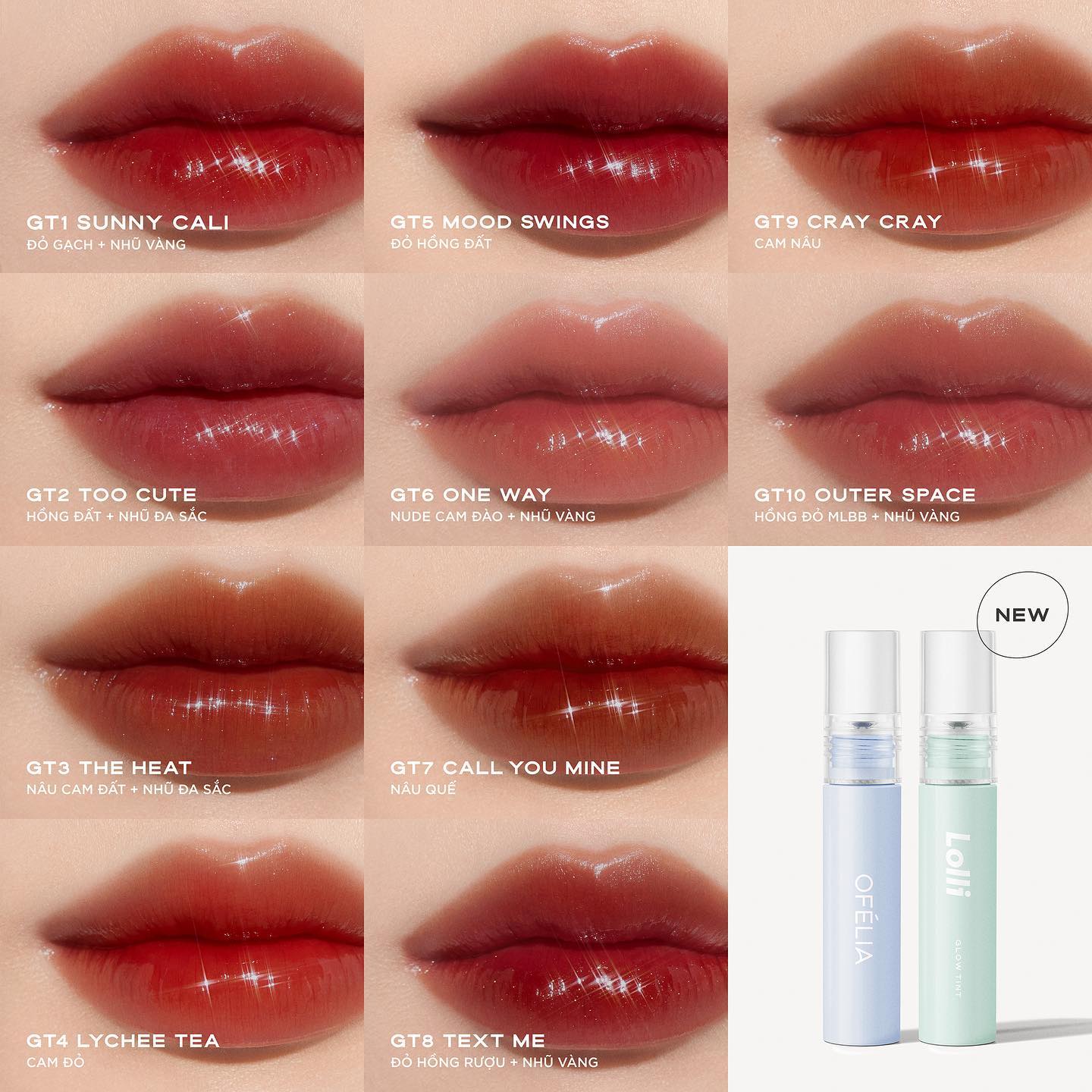 Son tint bóng, lâu trôi cho đôi môi căng mọng ofélia lolli glow tint