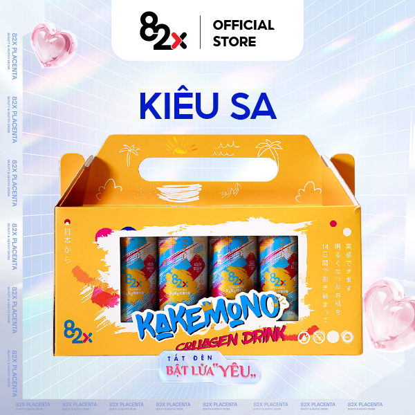 Set quà 82x kakemono "kiêu sa " pack 6 lon - nước uống giải khát chứa collagen 0kcal đến từ thái lan 245ml/lon.