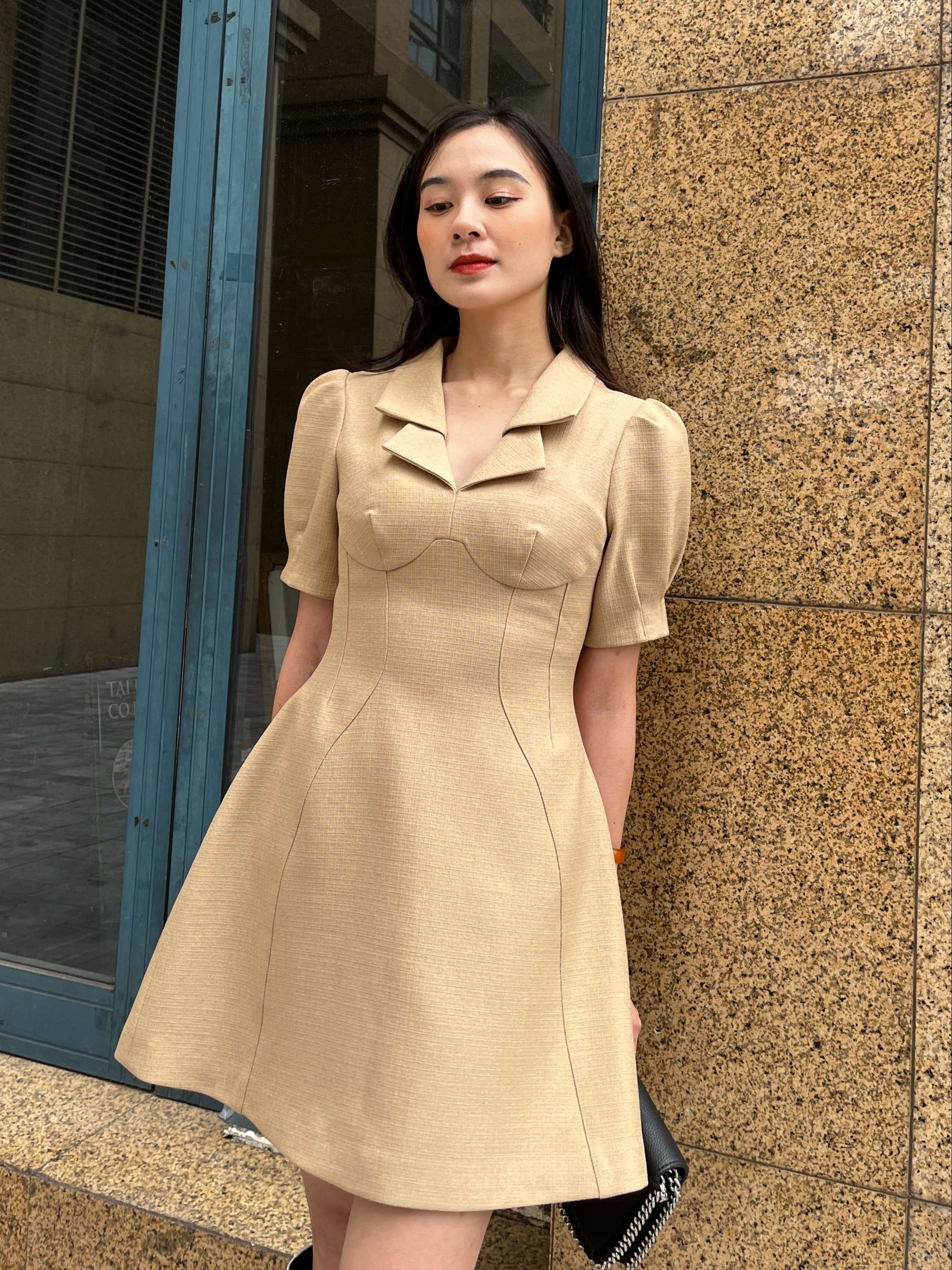 Váy nâu tây form chữ A Soara - Maiimer