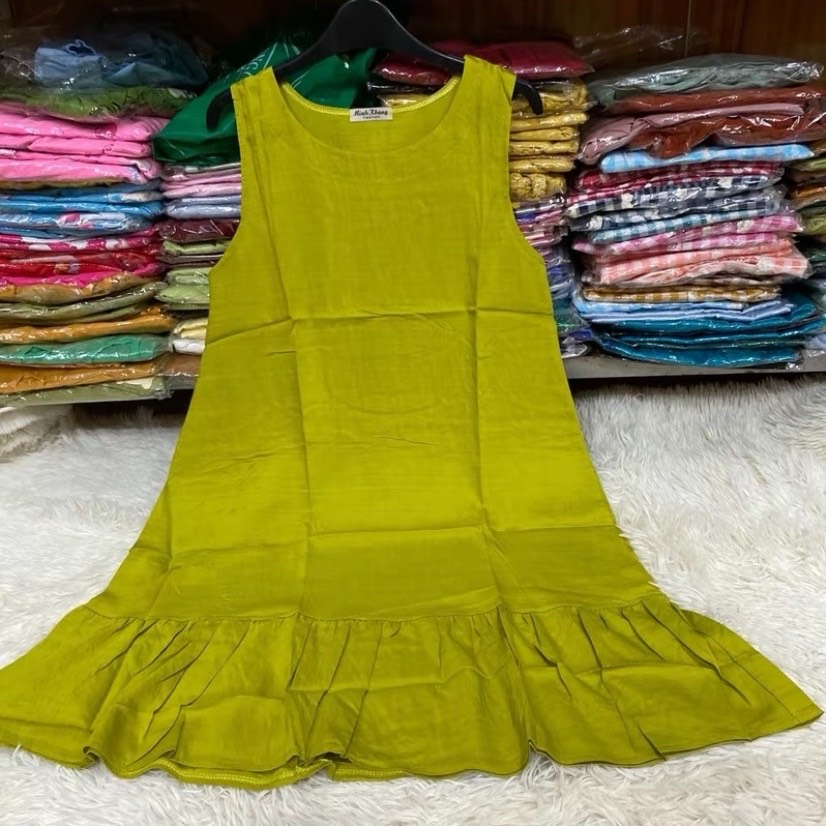 (Mới) Váy mặc nhà lanh lụa freesize rộng cực mềm mát