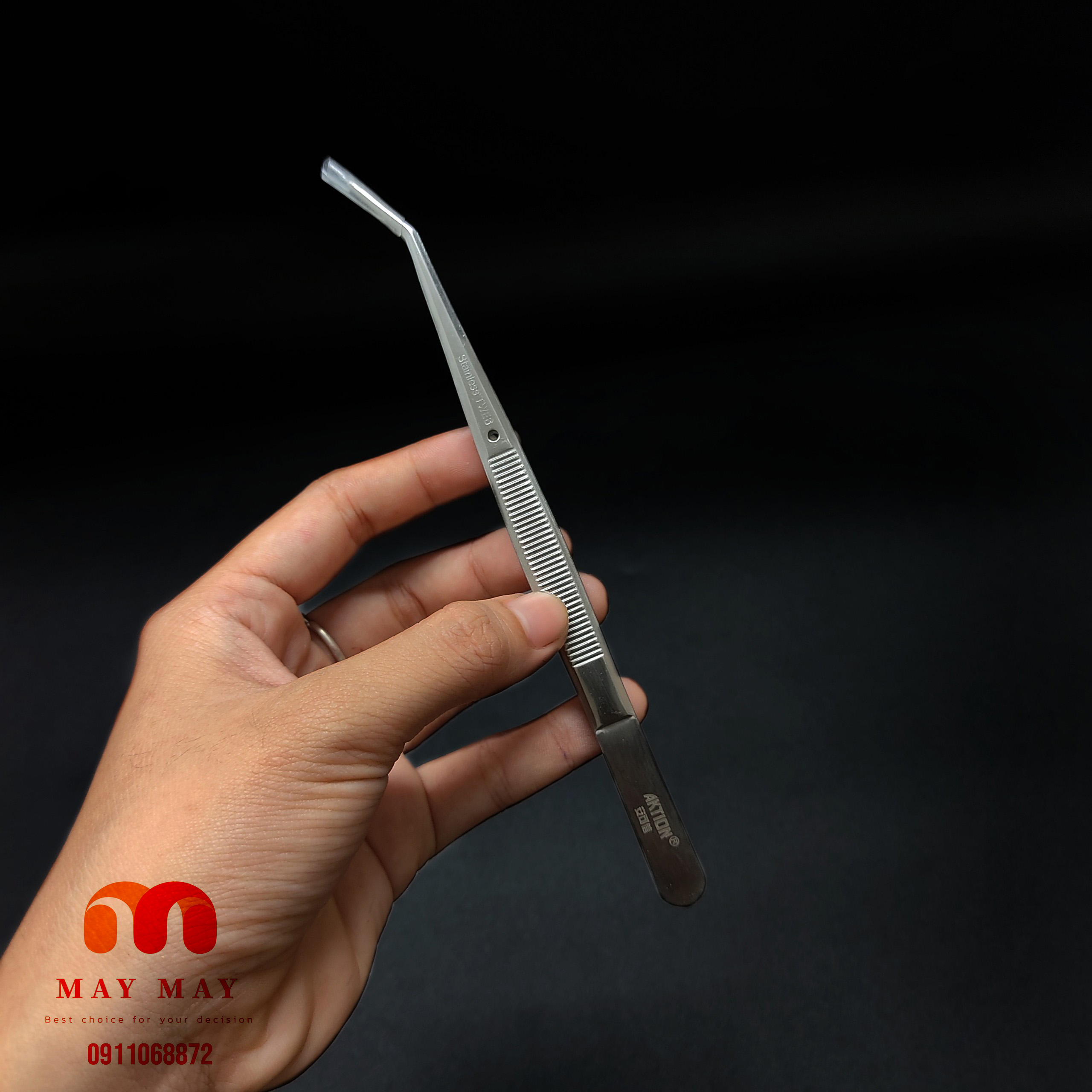 Nhíp gắp chỉ AKTION thân trắng dài 155mm cong và thẳng