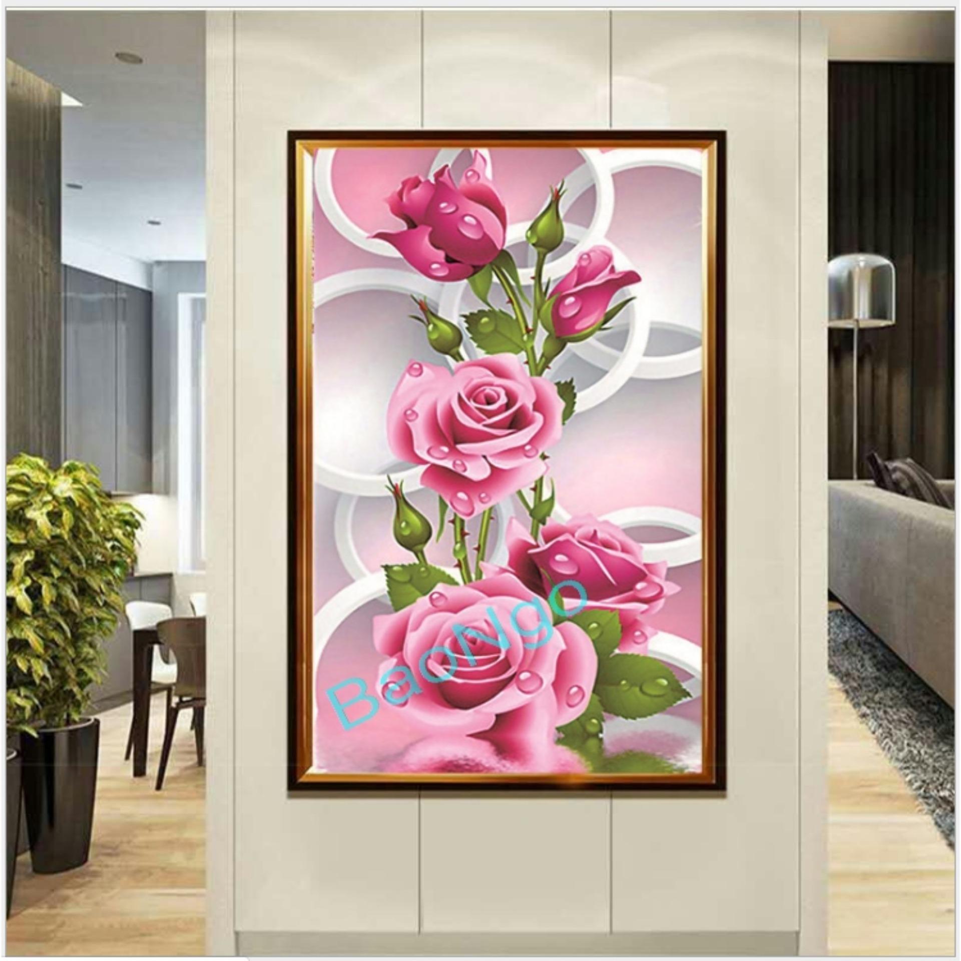 Tranh đính đá Hoa hồng đỏ-NgocThinhShop