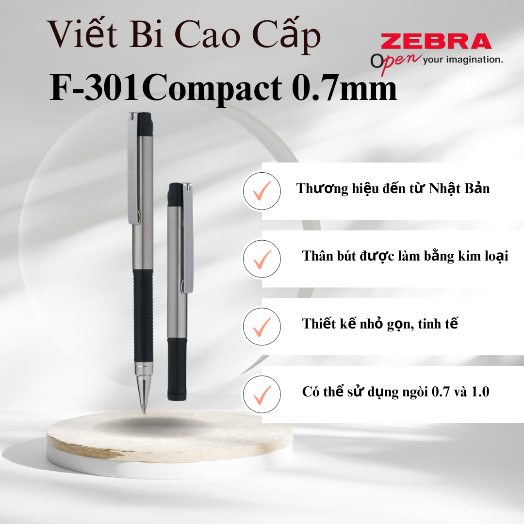 Viết Bi Zebra F301 Compact 0.7mm [Chính hãng] - mực xanh